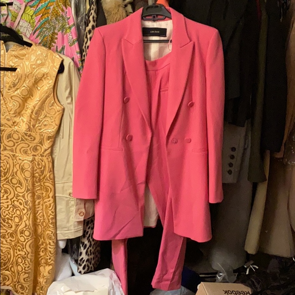 Zara bright pink pants suit NWT